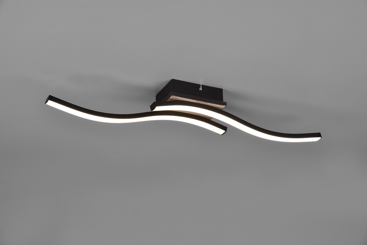 Plafoniera Route, RL, 56x9x7 cm, 5W, 2x SMD, MDF, natur/negru - imagine 5
